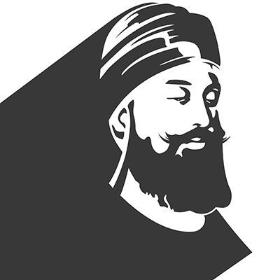 Guru teg bahadur ji in black and white vector illustration