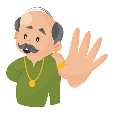 Indian jeweller is showing stop hand sign Indian jeweller is showing stop hand sign