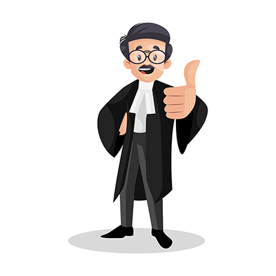 Indian judge is showing thumbs up