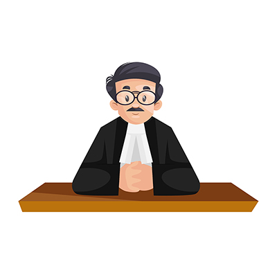 Indian judge is sitting in the courtroom