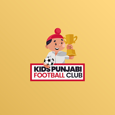Kids punjabi football club vector mascot logo template