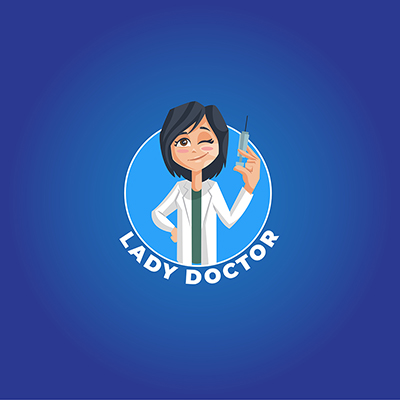 Lady doctor vector mascot logo template