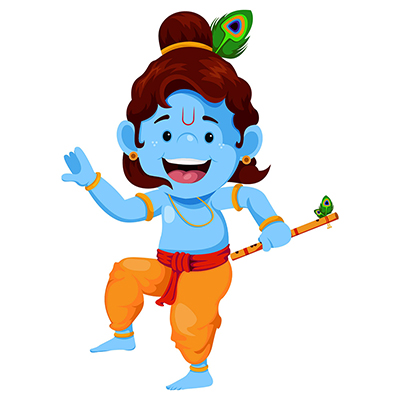 Lord krishna is dancing and holding flute in hand