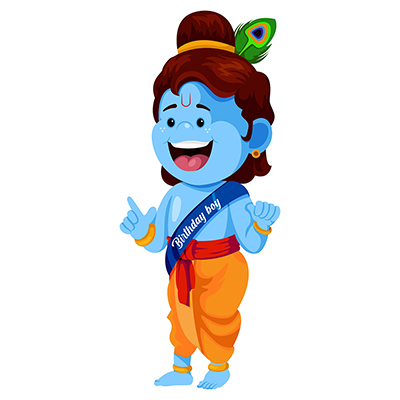 Lord krishna is happy and celebrating his birthday