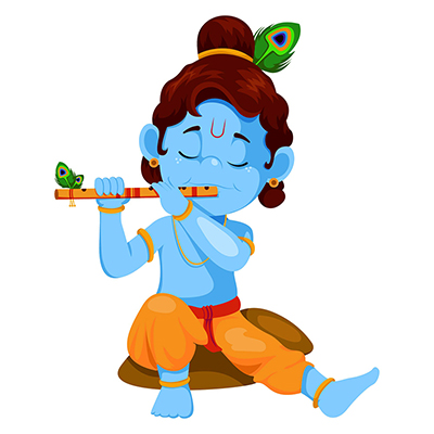 Lord krishna is playing the flute
