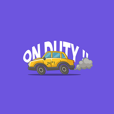 On duty taxi vector mascot logo template