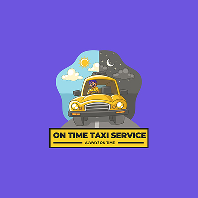 On time taxi service mascot logo vector template