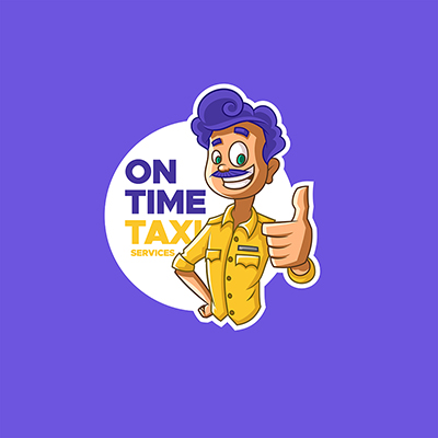 On time taxi services vector mascot logo template