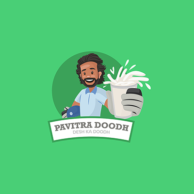 Pavitra doodh desh ka doodh vector mascot logo template