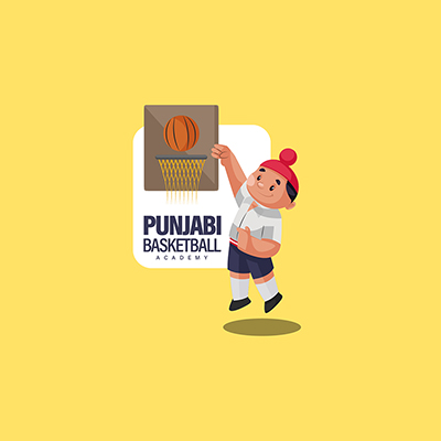 Punjabi basketball academy vector mascot logo template