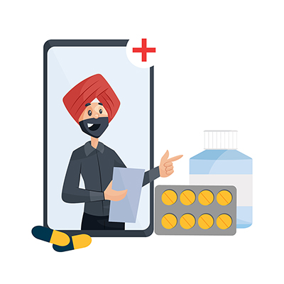 Punjabi doctor is on video call for online consulting