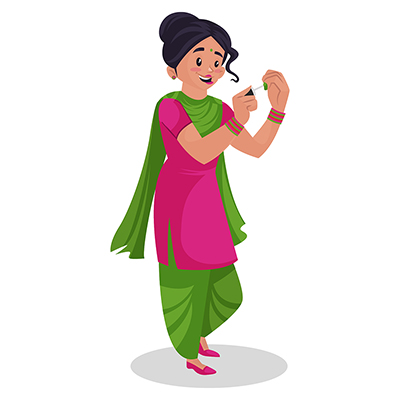 Punjabi girl is applying nail polish on her nails