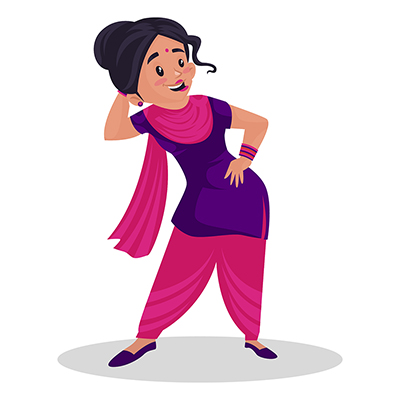 Punjabi girl is dancing with her hand on waist