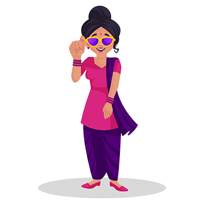 Punjabi girl is wearing colorful glasses