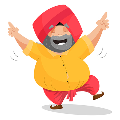 Punjabi man is happy and doing bhangra dance