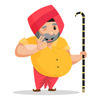 Punjabi man is holding stick and making eyes