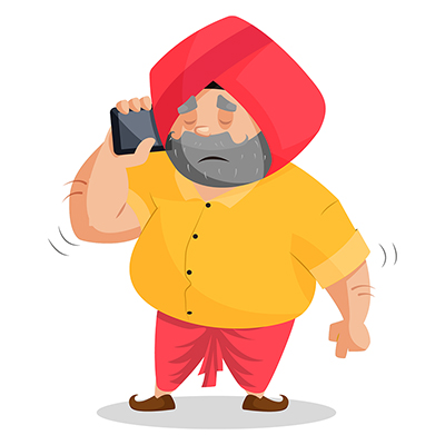 Punjabi man is sad and talking on phone