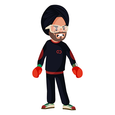 Punjabi singer is angry and wearing boxing gloves