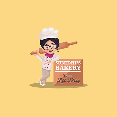 Sunidhi bakery mascot vector logo template