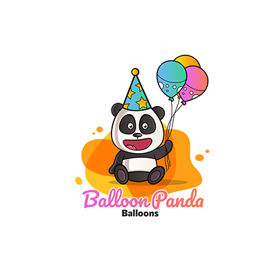 Balloon panda vector mascot logo template