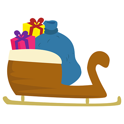 Christmas sleigh with gifts vector illustration