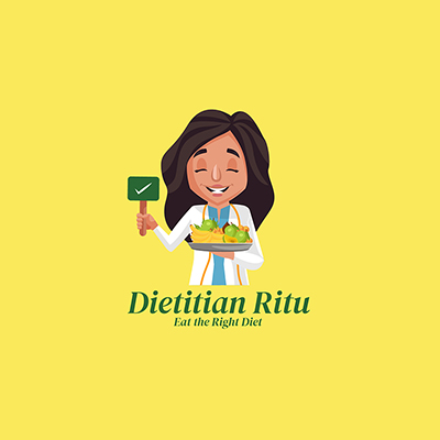 Dietitian ritu eat the right diet vector logo template