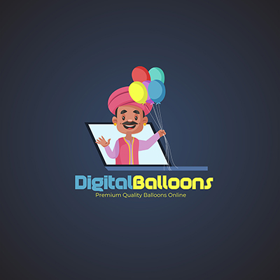 Digital balloons vector mascot logo template