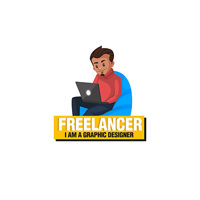 Freelancer graphic designer vector mascot logo template