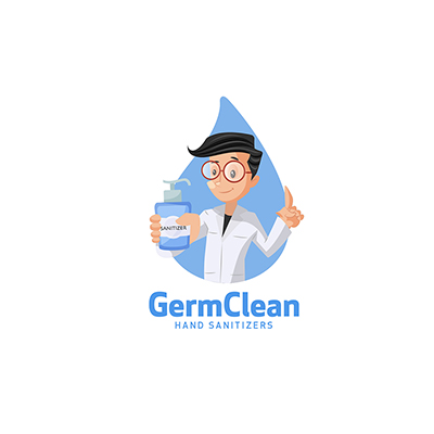 Germ clean hand sanitizers vector mascot logo template