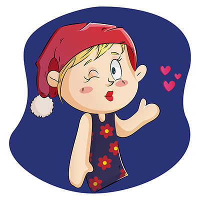 Girl is winking eye and doing flying kiss