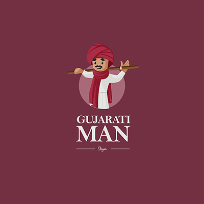 Gujarati man vector mascot logo template