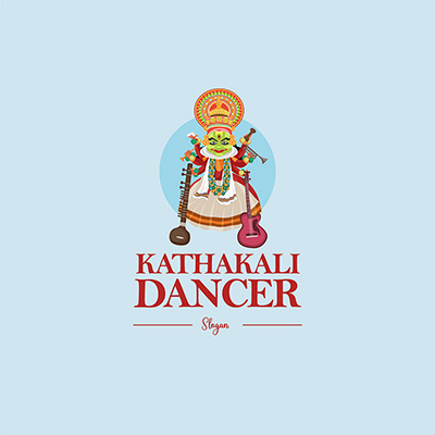 Kathakali dancer vector mascot logo template