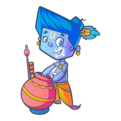 Little krishna is eating butter from pot Little krishna is eating butter from pot
