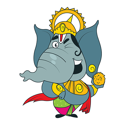 Lord ganesha is holding laddo in his hand