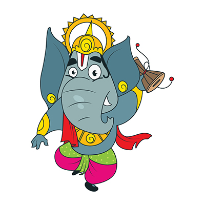Lord ganesha is playing with damru