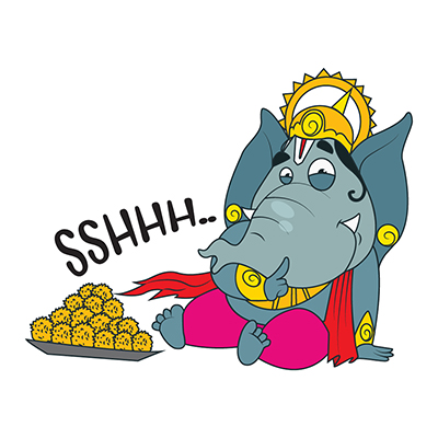 Lord ganesha is sitting with laddu plate