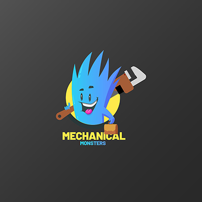 Mechanical monster vector mascot logo template