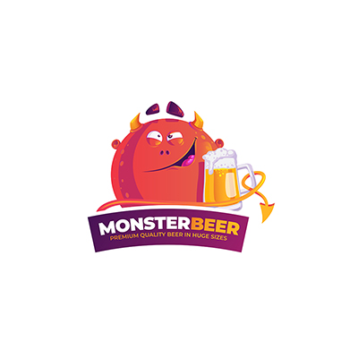Monster beer vector mascot logo template