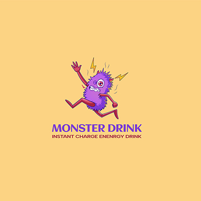 Monster drink instant charge energy drink vector logo template