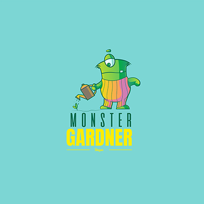 Monster gardener vector logo design template