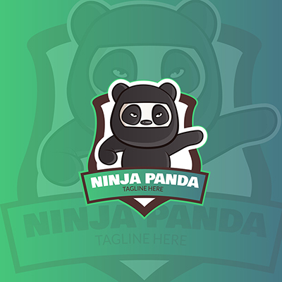 Ninja panda vector mascot logo template