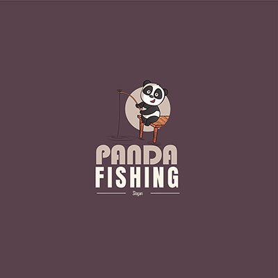 Panda fishing vector mascot logo template