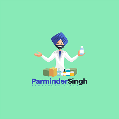 Parminder singh pharmaceuticals vector mascot logo template