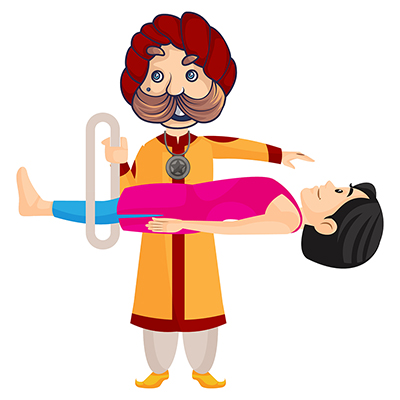 Rajasthani magician is showing magic on girl
