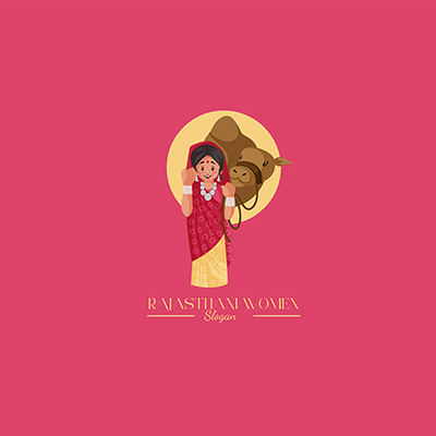 Rajasthani women vector mascot logo template