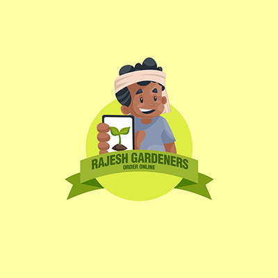 Rajesh gardeners order online vector mascot logo template