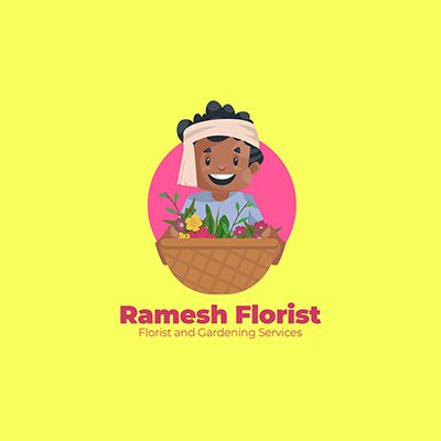 Ramesh florist and gardening services vector logo template