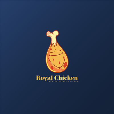 Royal chicken vector mascot logo template