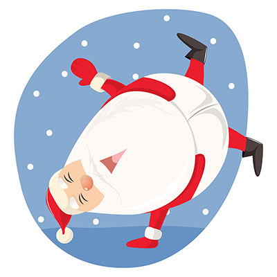 Santa claus is dancing in happiness