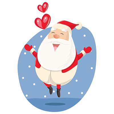 Santa claus is jumping in happiness